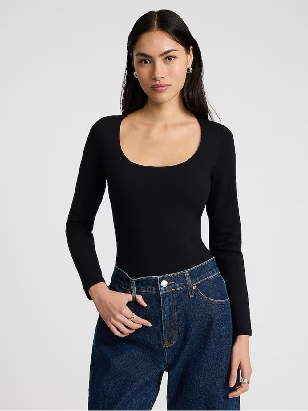 NWOT Express Body Contour Light Compression Stretch Cotton Scoop Neck Bodysuit